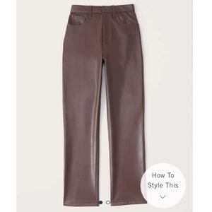 Abercrombie & Fitch Straight-Leg Faux Leather Pants in Brown